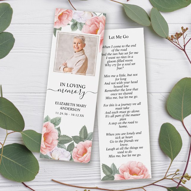 Funeral Memorial Rosa White Blommigt Mini Bookmark Litet Visitkort (Skapare uppladdad)