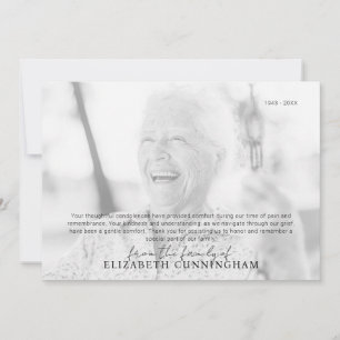 Funeral Memorial Simple Modern Photo Tack Kort