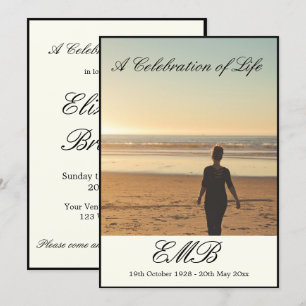 Funeral Memorial Simple Photo Firande of Life Inbjudningar