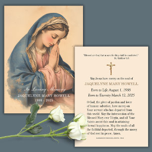 Funeral Memorial Sorrowful Mary Praying Visitkort