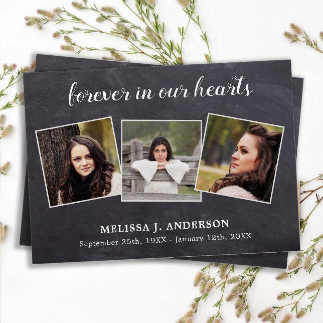 Funeral Memorial Sympathy 3 Photo Prayer Card Visitkort (Skapare uppladdad)