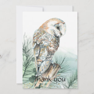 Funeral Memorial Tack Watercolor Barn Uggla Kort