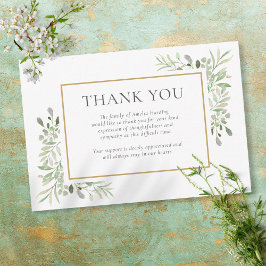 Funeral Memorial Watercolor Foliage Tack Kort