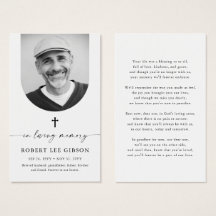 Funeral Memory Memory Prayer Card