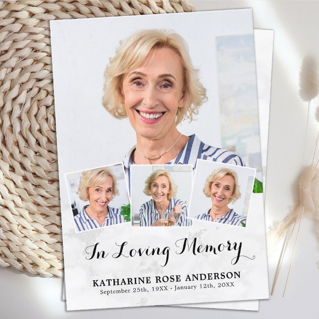 Funeral Modern Chic 4 Photo Sympathy Prayer Card (Skapare uppladdad)