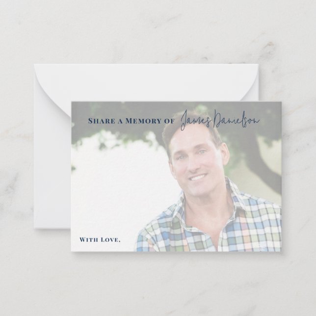 Funeral Modern Script Photo  ett minne Anteckningskort (Framsida)