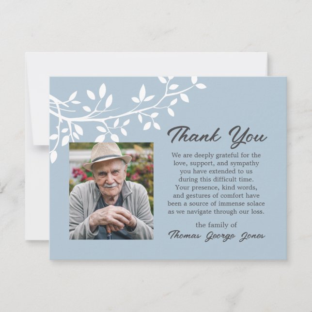 Funeral Note Thank you Bereavement leaves photo Tack Kort (Framsida)