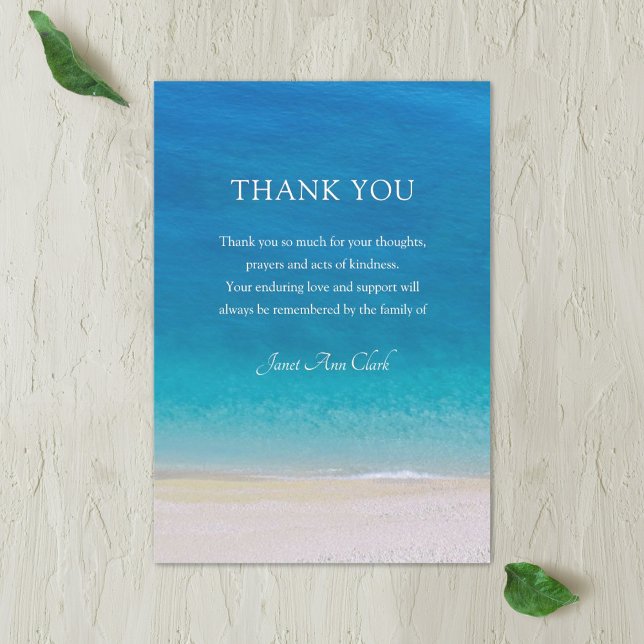 Funeral Ocean Thank You Note Card Tack Kort (Skapare uppladdad)