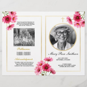 Funeral Order Life Cosmos Rosa Flower Reklamblad