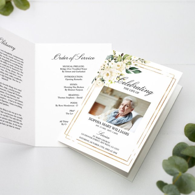 Funeral Order of Service | Blommigtens minnesprogr Kort (Skapare uppladdad)