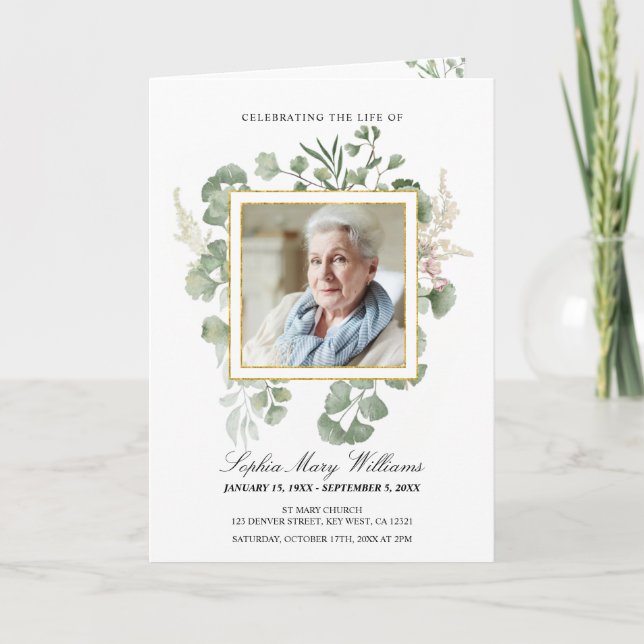 Funeral Order of Service | Blommigtens minnesprogr Program (Framsida)