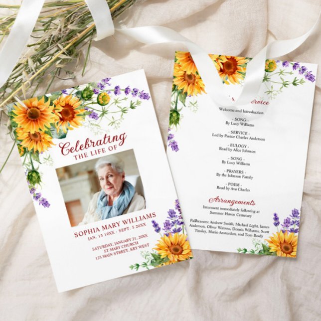 Funeral Order of Service för solblommor Program (Skapare uppladdad)