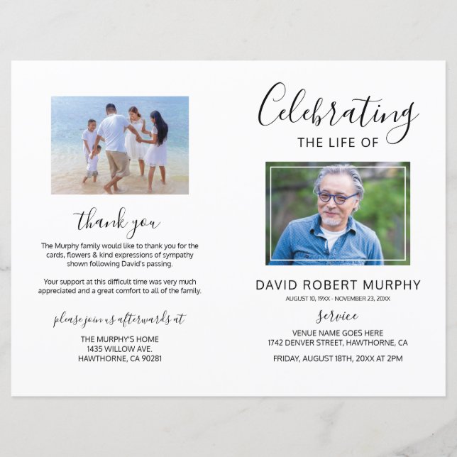 Funeral Order of Service | Fotominnesprogram (Framsida)