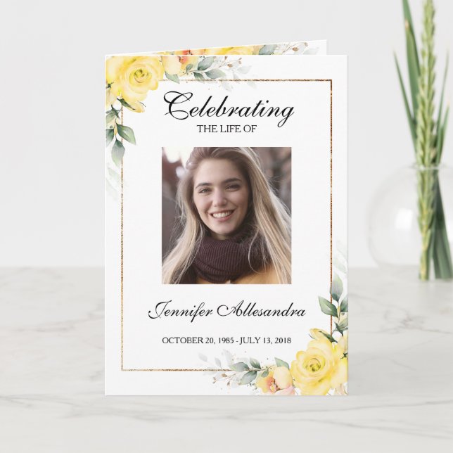 Funeral Order of Service Greenery Memorial Program (Framsida)