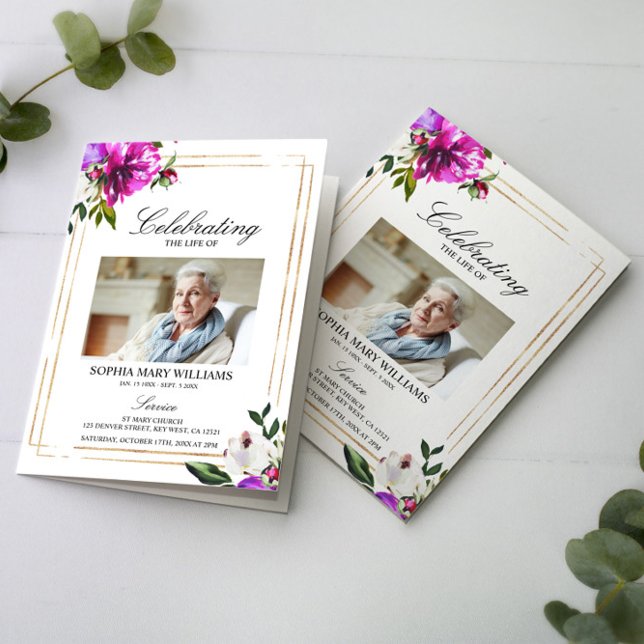 Funeral Order of Service | LILA BLOMMOR Program (Skapare uppladdad)