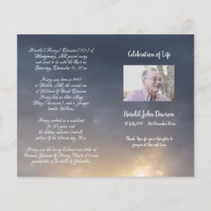 Funeral Order-program för fotominnesanteckning