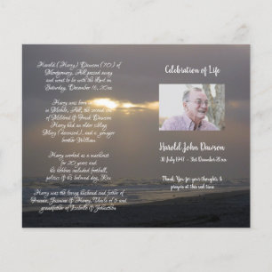 Funeral Order-program för fotominnesanteckning