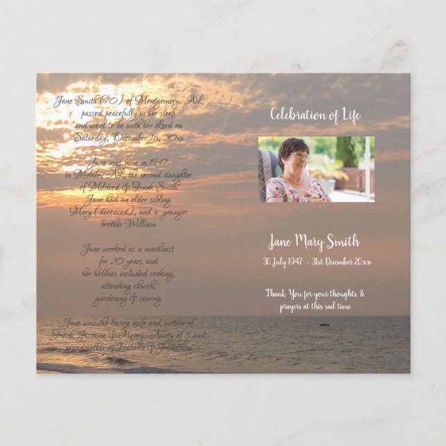 Funeral Order-program för fotominnesanteckning (Framsida)