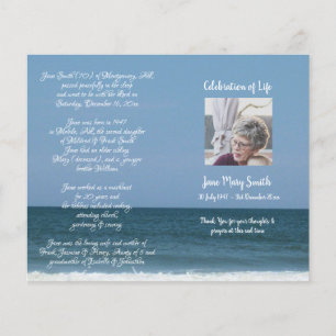 Funeral Order-program för fotominnesanteckning