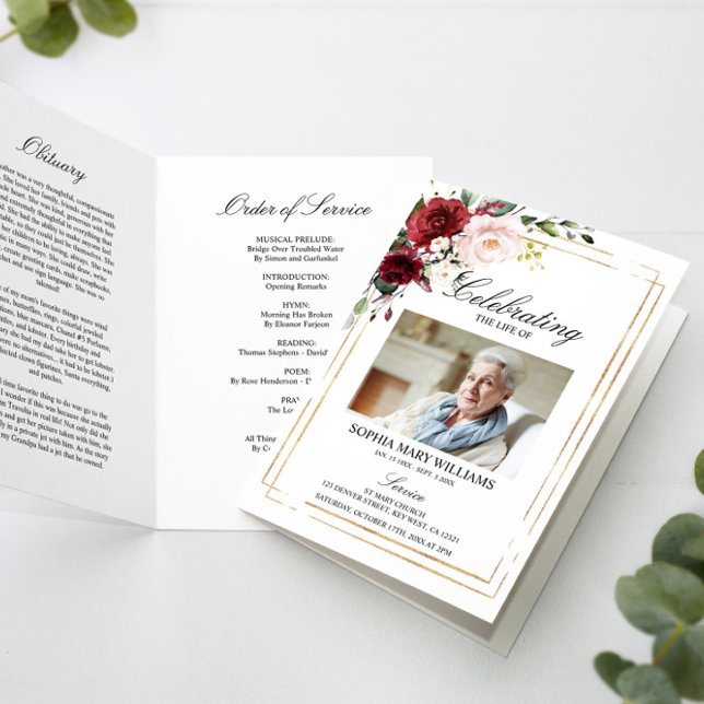 Funeral Order Service & Blommigt Memorial Program (Skapare uppladdad)