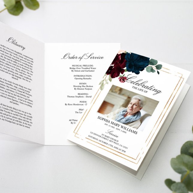 Funeral Order Service & Blommigt Memorial Program (Skapare uppladdad)