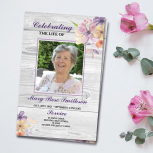 Funeral Order Service Firande of Life Lila Reklamblad