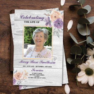Funeral Order Service Firande of Life Lila Reklamblad