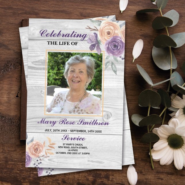 Funeral Order Service Firande of Life Lila Reklamblad (Skapare uppladdad)