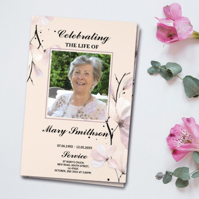 Funeral Order Service Firande of Life Pastel Reklamblad (Skapare uppladdad)