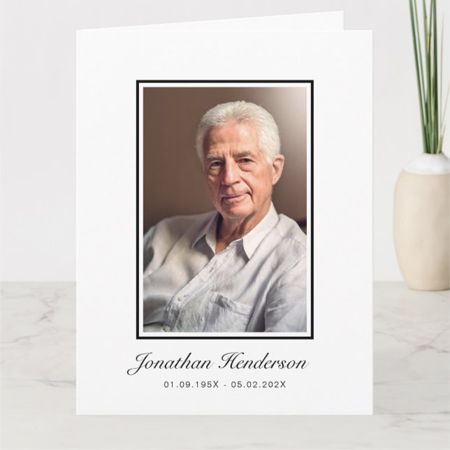 Funeral Photo för elegant-skript Tack Kort (Framsida)