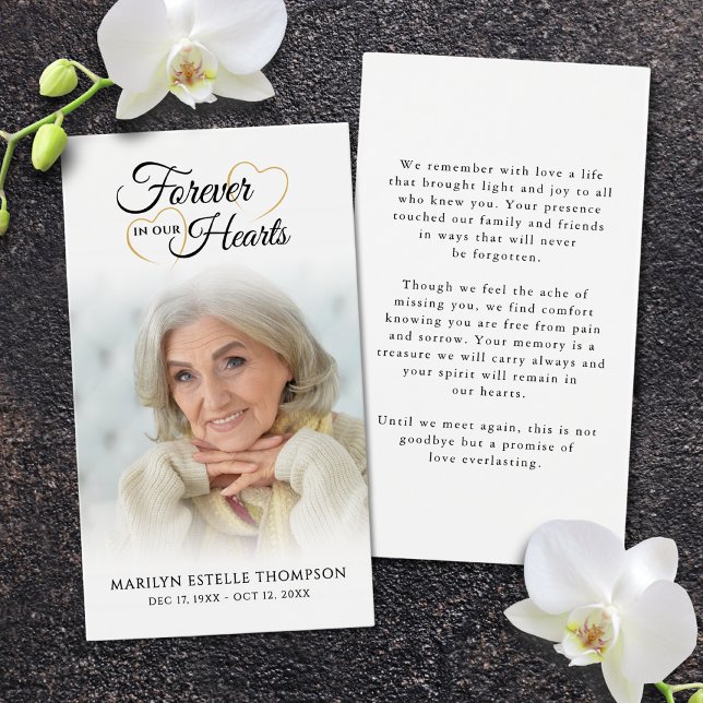 Funeral Photo Forever Hearts Photo Prayer Card Visitkort (Skapare uppladdad)
