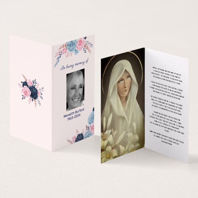 Funeral Photo in Loving Memory Prayer Card Kort (In- och utsida)