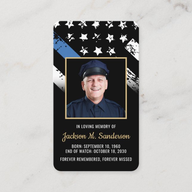 Funeral Photo Prayer Card för polis Tillsatta laga Visitkort (Framsida)