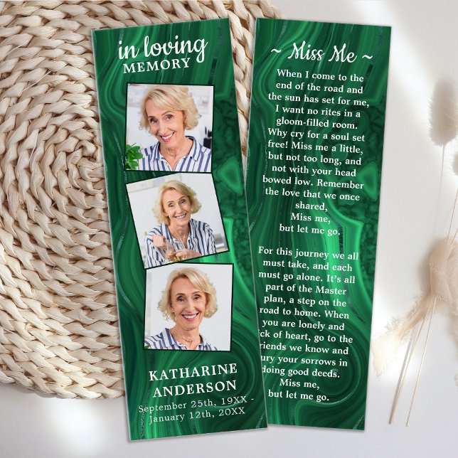 Funeral Prayer Bookmark 3 - foto - Grönt Marble Litet Visitkort (Skapare uppladdad)