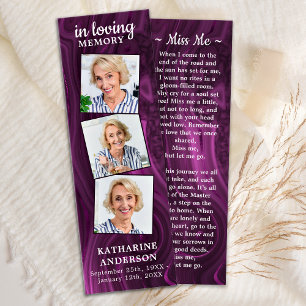 Funeral Prayer Bookmark 3 Photo Dikt Lila Marble Litet Visitkort