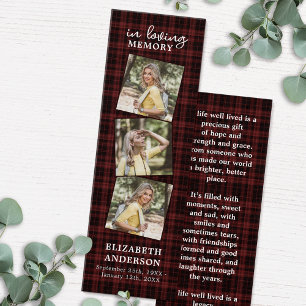 Funeral Prayer Bookmark Memorial 3 Photo Play Litet Visitkort