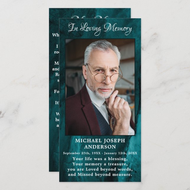 Funeral Prayer Bookmark Memorial Sympathy Photo (Fram/baksida)