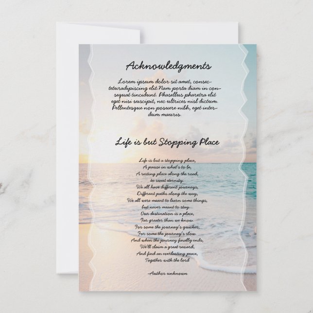 Funeral Prayer Card (Baksida)