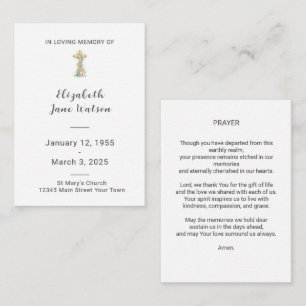 Funeral Prayer Card Blommigt Kor Anteckningskort