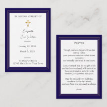 Funeral Prayer Card Blommigt Kor