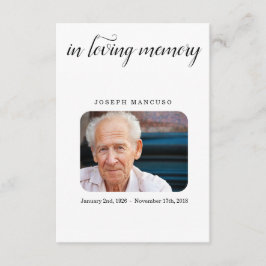 Funeral Prayer Card/Memorial Service Card Meddelande