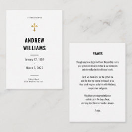 Funeral Prayer Card Simple Black and White Anteckningskort