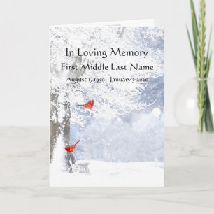 Funeral Program Cardinal Red Birds Winter Snö