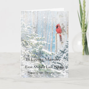 Funeral Program Cardinal Red Birds Winter Snö