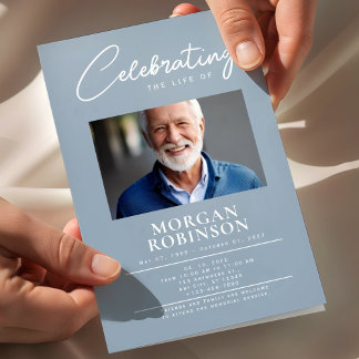 Funeral Program, Celebration of Life, Dusty Blue Reklamblad
