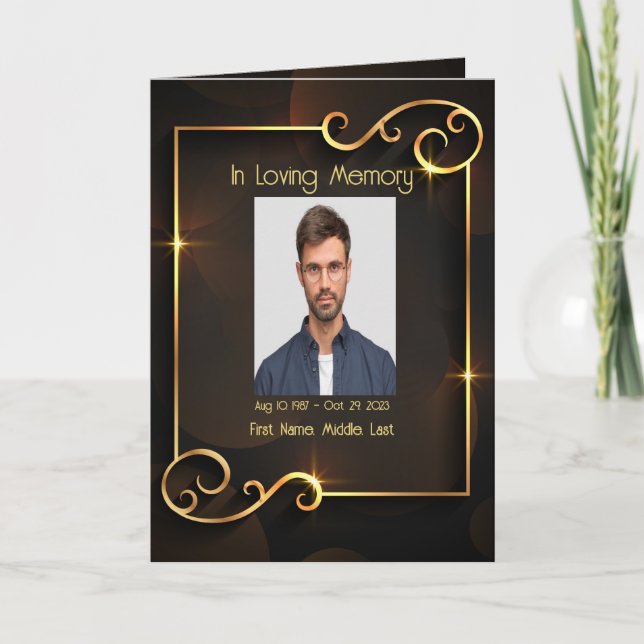 Funeral Program Classic Elegant Guld Black (Framsida)