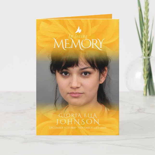 Funeral Program Order of Service gul ros-foto (Framsida)