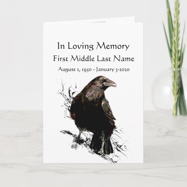 Funeral Program Watercolor Raven Bird (Framsida)