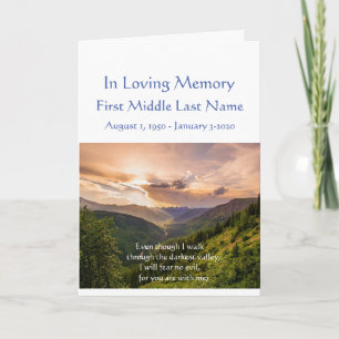 Funeral Programme Psalm 23 Walk through Valley Program