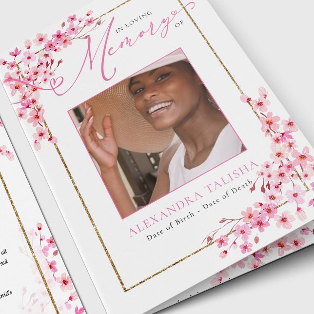 Funeral Programs för Blommar av körsbär Kort (Cherry Blossom Funeral Program | Order of Service)